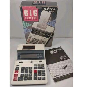 Aurora 90 PD Big Number Printer Electronic Calculator Tested WORKS Manual NOS